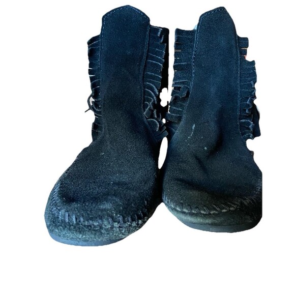 Minnetonka #449 Two Button Hardsole Boots Black US 8 - Picture 1 of 6